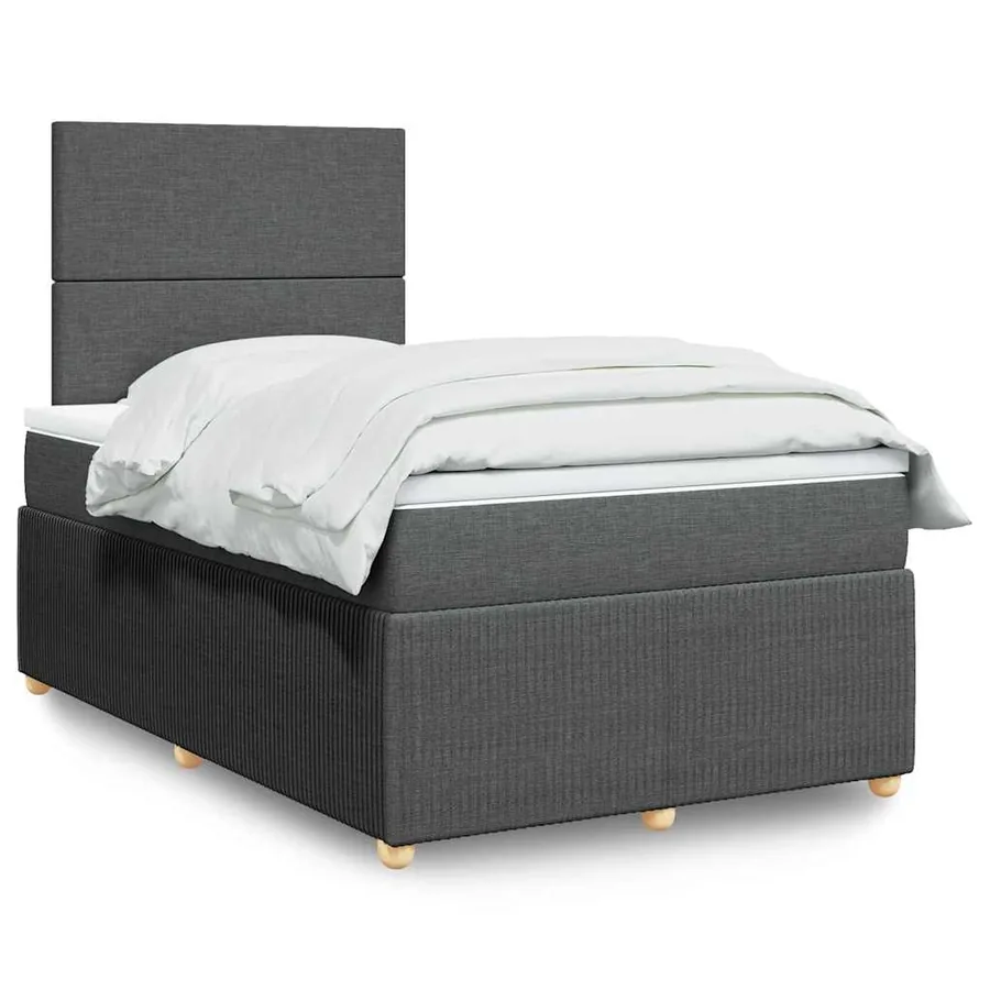 Sommier à lattes de lit avec matelas gris foncé 120x190cm tissu