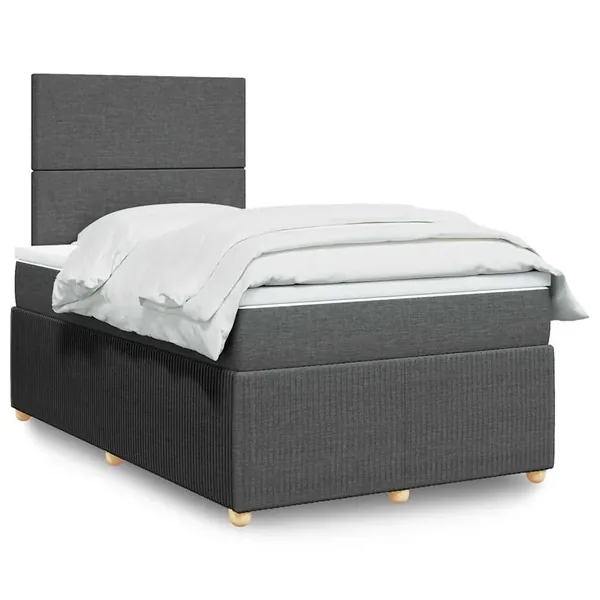 Sommier à lattes de lit avec matelas gris foncé 120x190cm tissu
