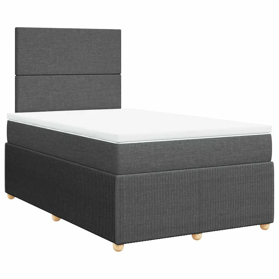Sommier à lattes de lit avec matelas gris foncé 120x190cm tissu - 2