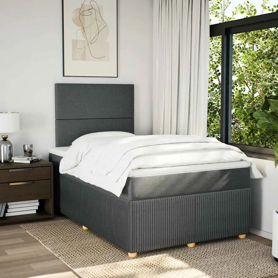Sommier à lattes de lit avec matelas gris foncé 120x190cm tissu - 3