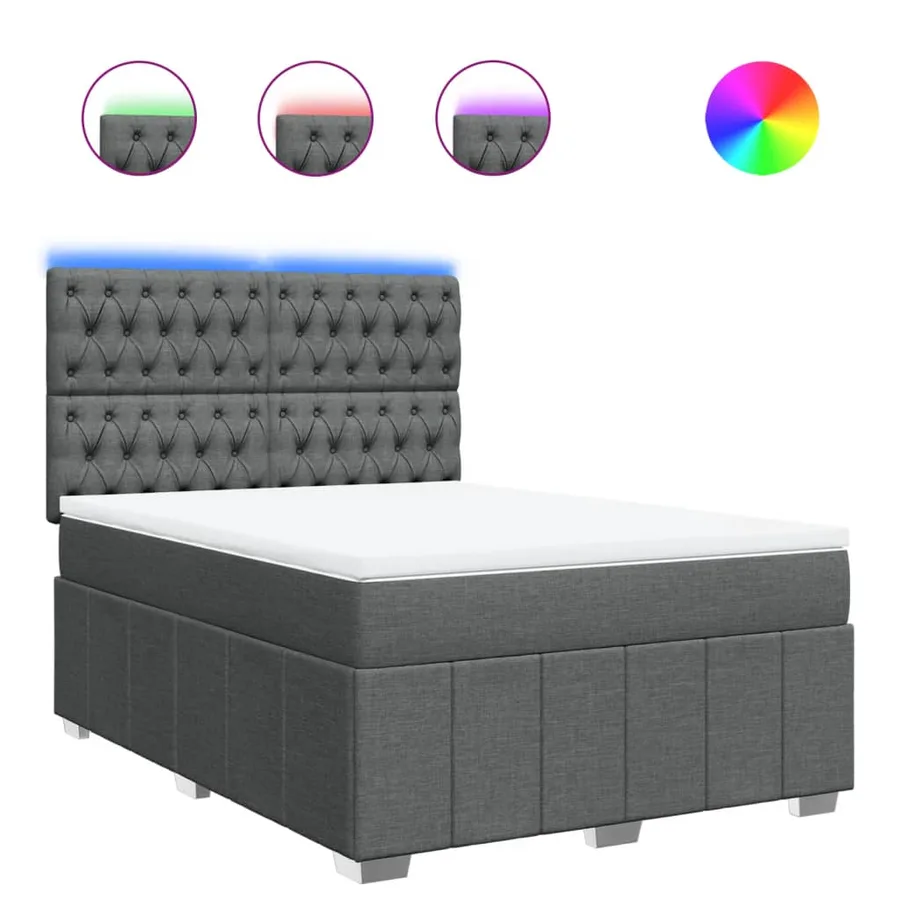 Sommier à lattes de lit avec matelas Gris foncé 160x200cm Tissu - 2