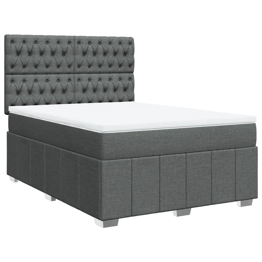 Sommier à lattes de lit avec matelas Gris foncé 160x200cm Tissu - 3