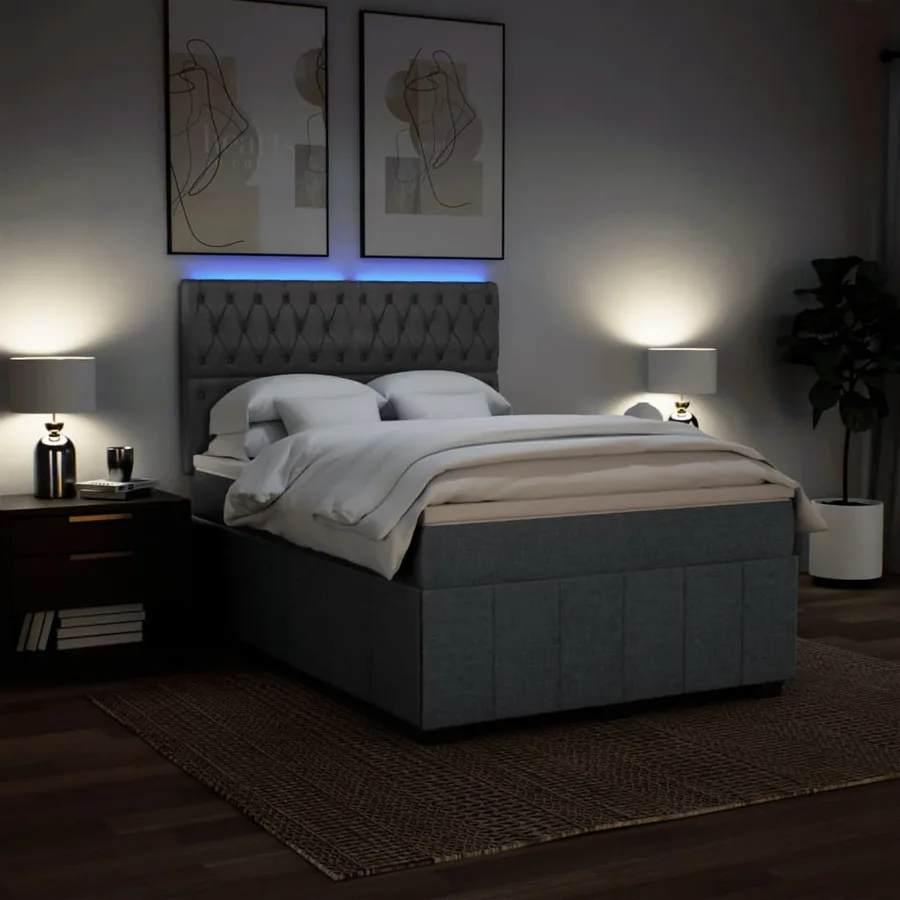 Sommier à lattes de lit avec matelas Gris foncé 160x200cm Tissu - 4
