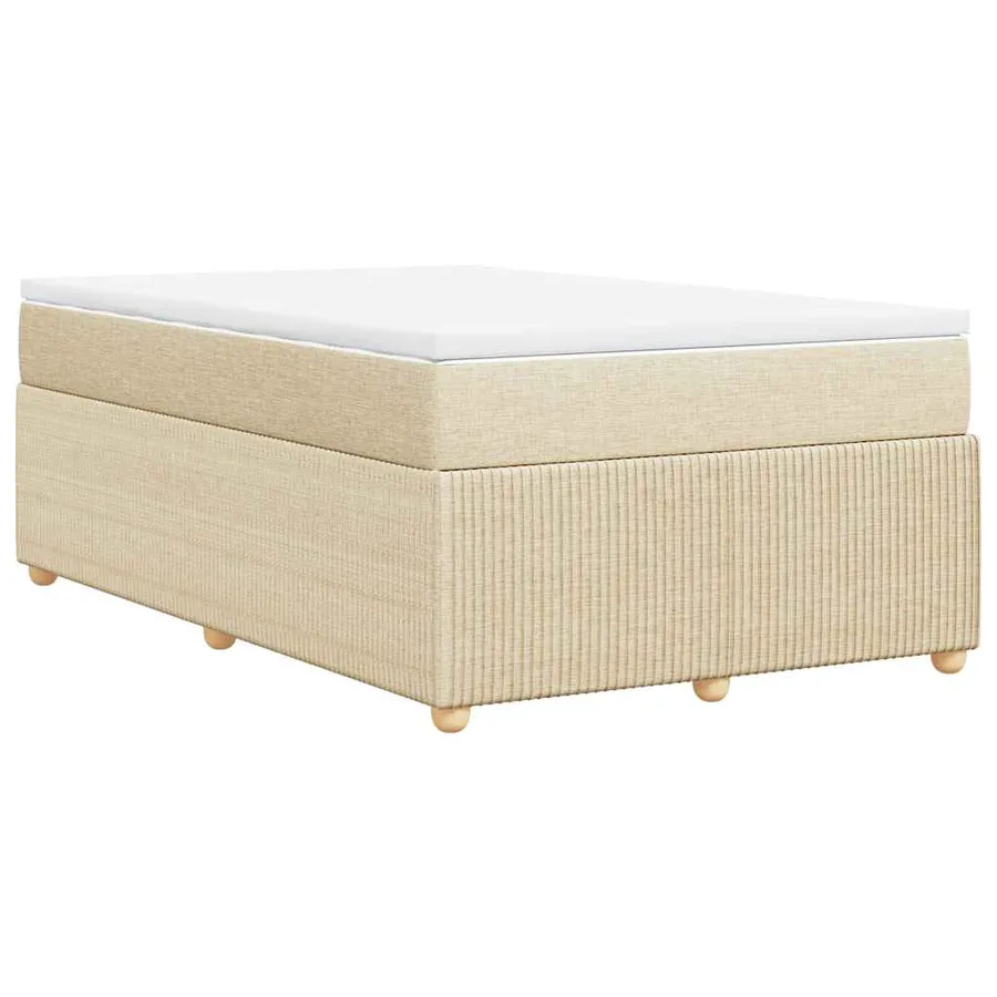 Sommier à lattes de lit avec matelas crème 120x190 cm tissu - 6