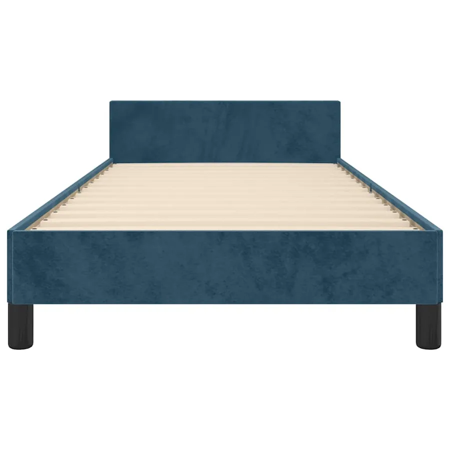 Cadre de lit sans matelas bleu foncé 90x190 cm velours - 5