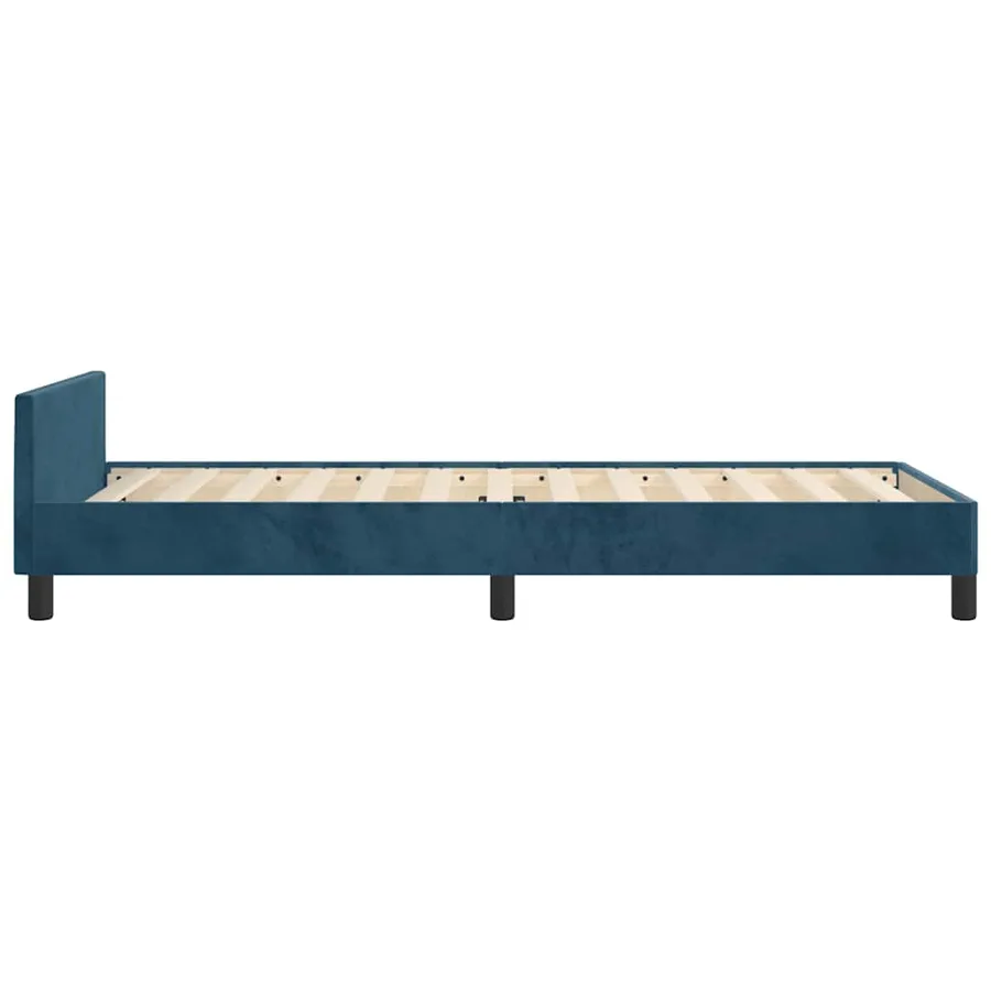 Cadre de lit sans matelas bleu foncé 90x190 cm velours - 6