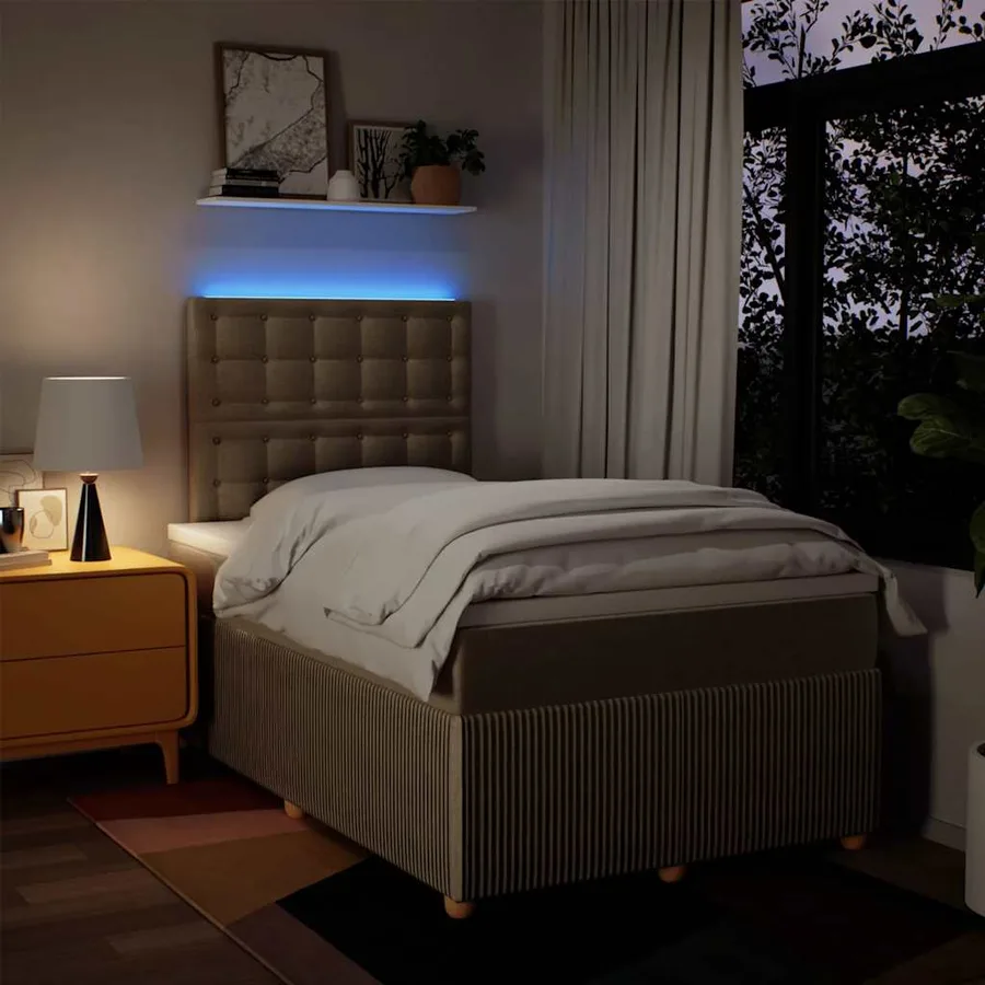 Sommier à lattes de lit avec matelas crème 120x190 cm tissu - 5