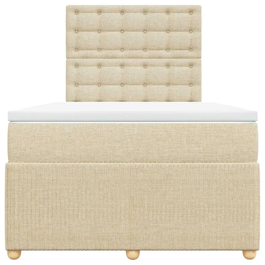 Sommier à lattes de lit avec matelas crème 120x190 cm tissu - 6
