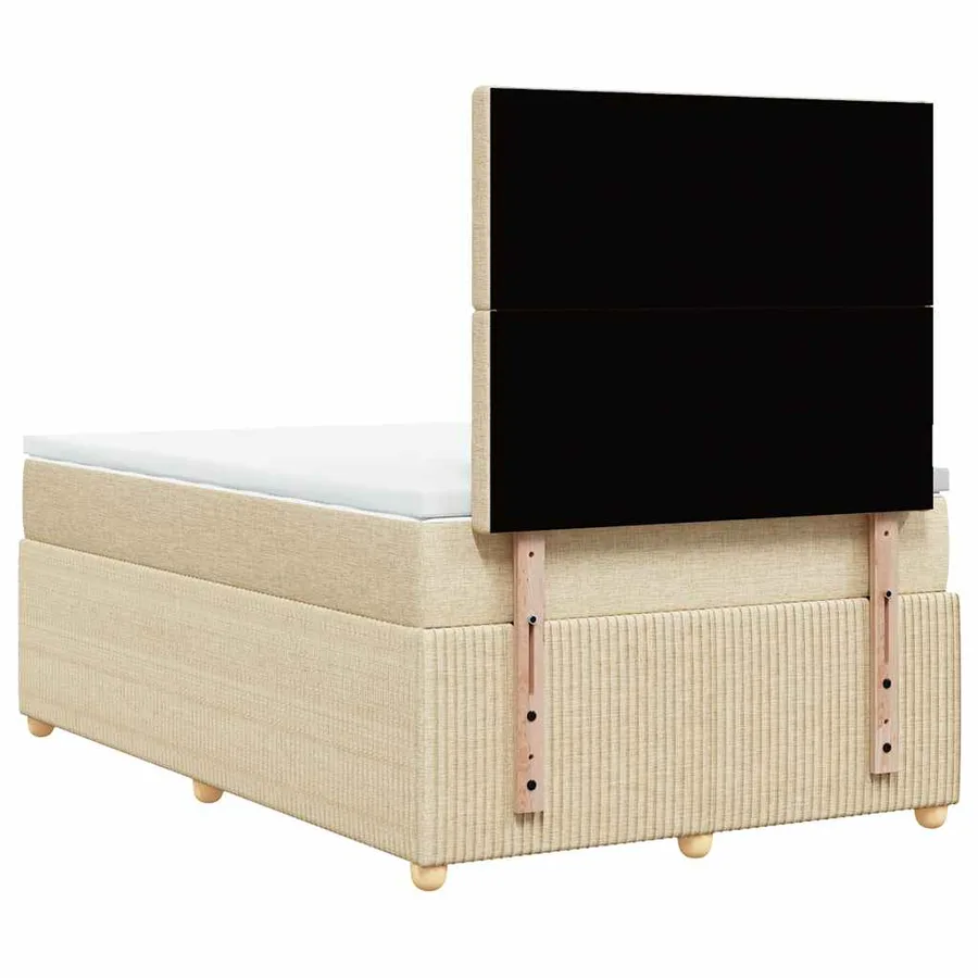 Sommier à lattes de lit avec matelas crème 120x190 cm tissu - 8