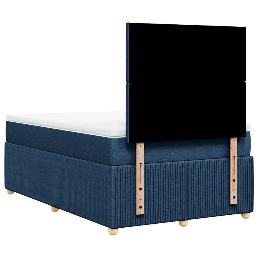 Sommier à lattes de lit avec matelas bleu 120x190 cm tissu - 6