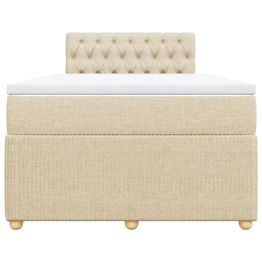 Sommier à lattes de lit avec matelas crème 120x190 cm tissu - 4