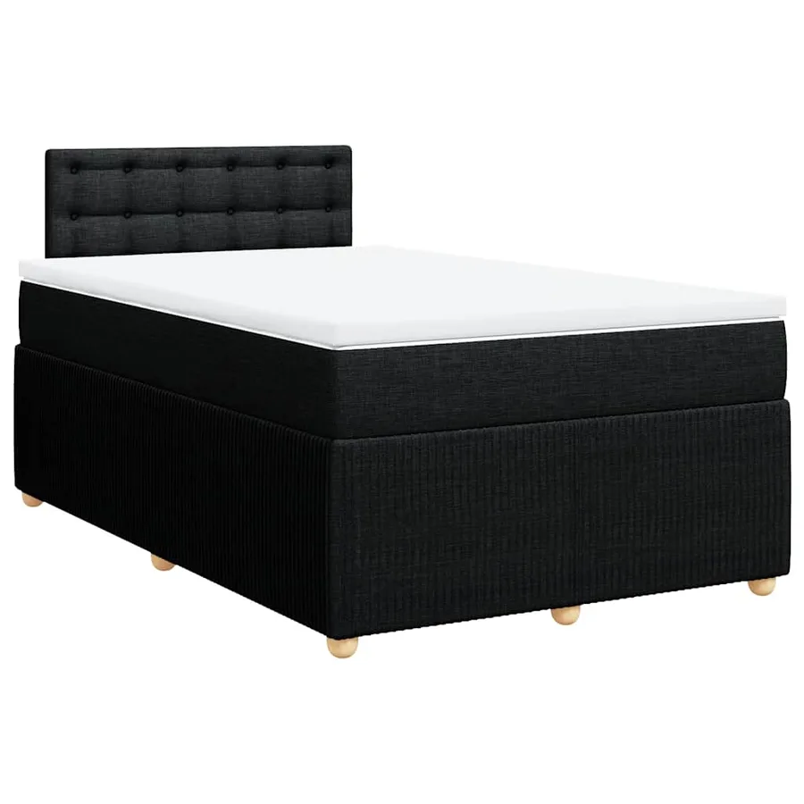 Sommier à lattes de lit avec matelas noir 120x190 cm tissu - 2