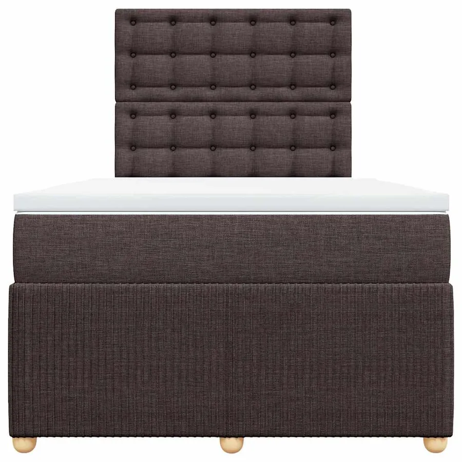 Sommier à lattes de lit et matelas marron foncé 120x190cm tissu - 4