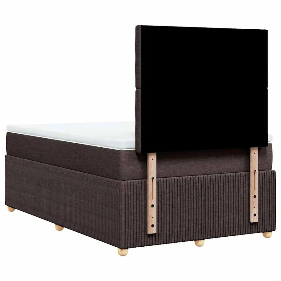 Sommier à lattes de lit et matelas marron foncé 120x190cm tissu - 6