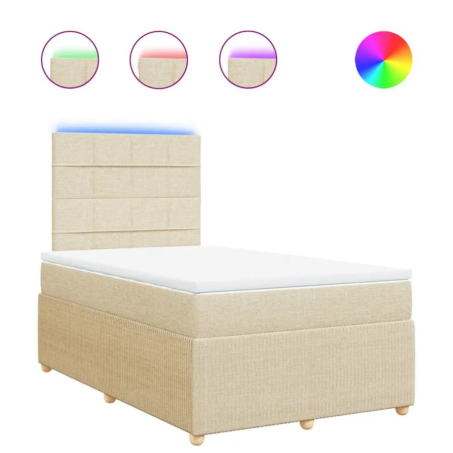 Sommier à lattes de lit avec matelas crème 120x190 cm tissu - 2