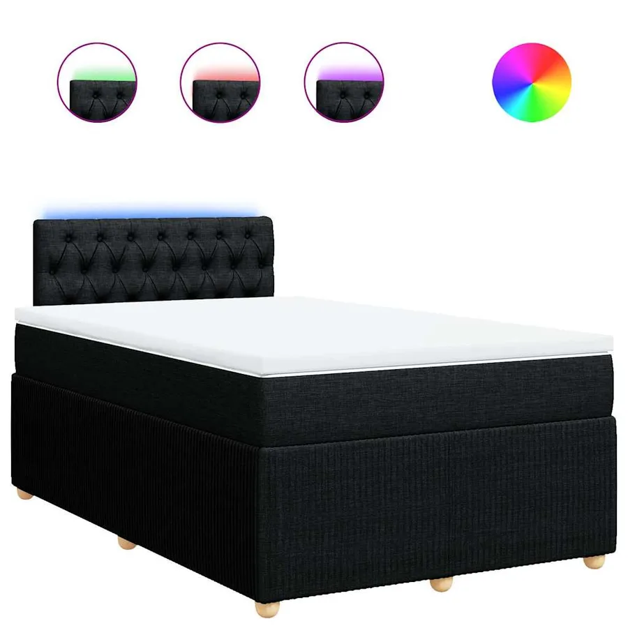 Sommier à lattes de lit avec matelas noir 120x190 cm tissu - 2