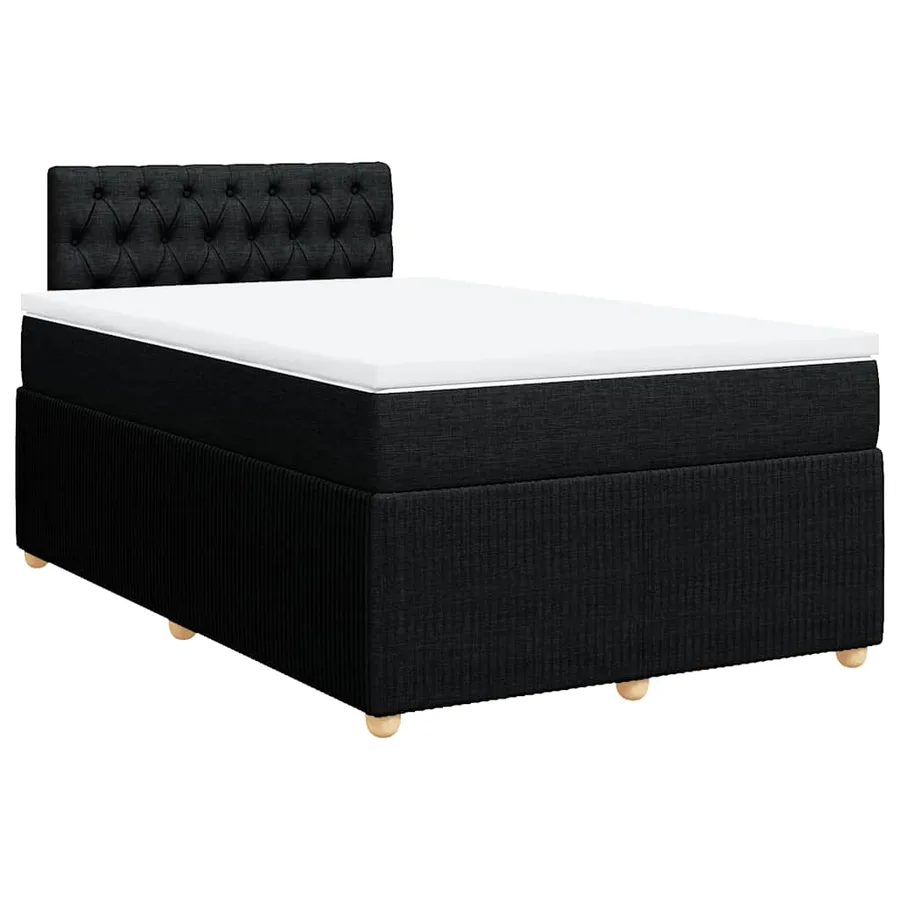 Sommier à lattes de lit avec matelas noir 120x190 cm tissu - 3