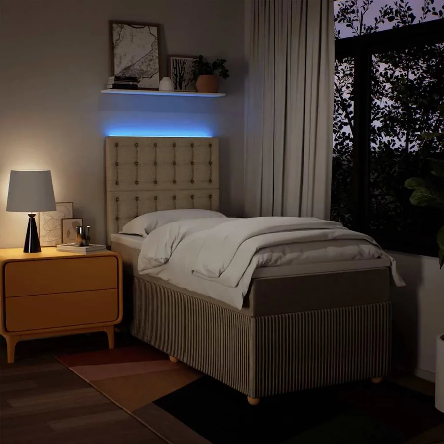 Sommier à lattes de lit avec matelas Crème 90x200 cm Tissu - 4