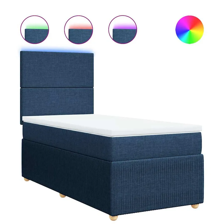 Sommier à lattes de lit avec matelas Bleu 100x200 cm Tissu - 2