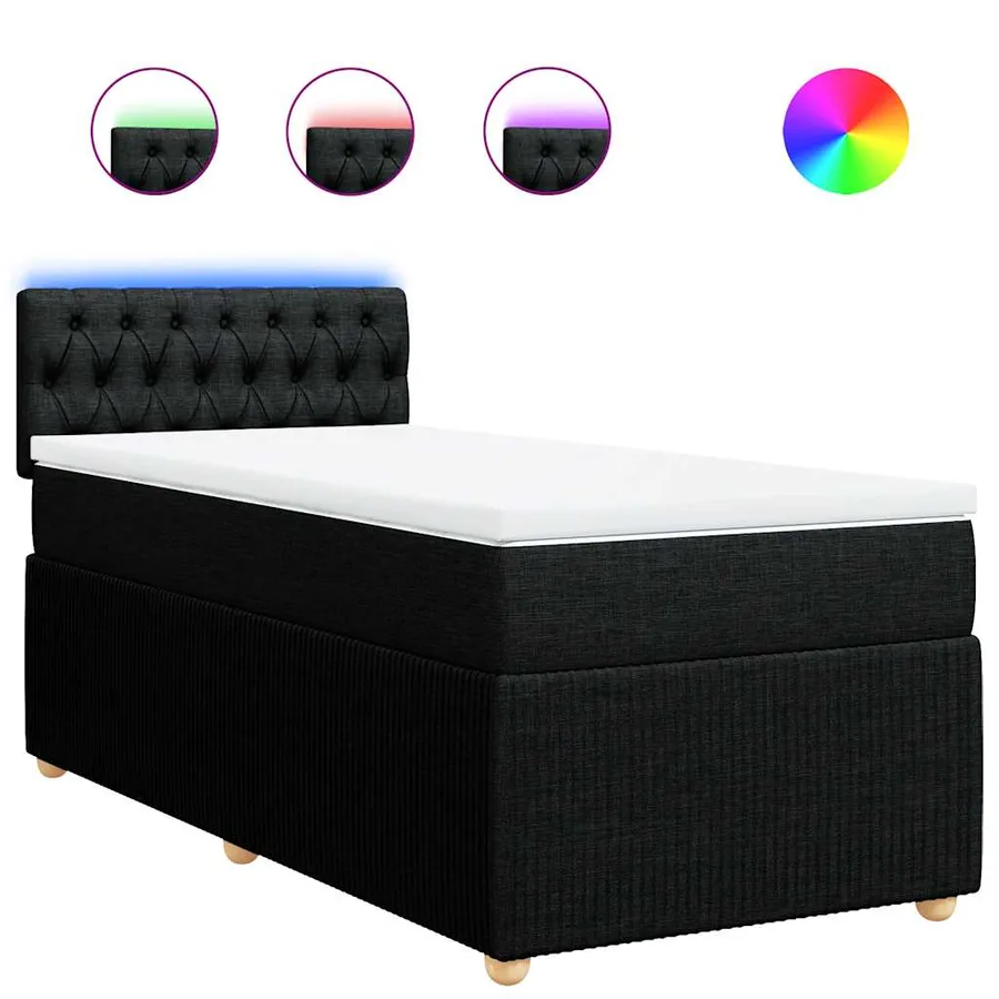 Sommier à lattes de lit avec matelas Noir 100x200 cm Tissu - 2