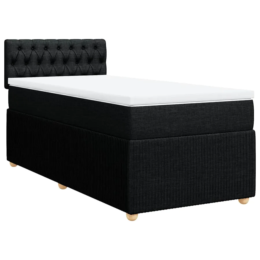 Sommier à lattes de lit avec matelas Noir 100x200 cm Tissu - 3