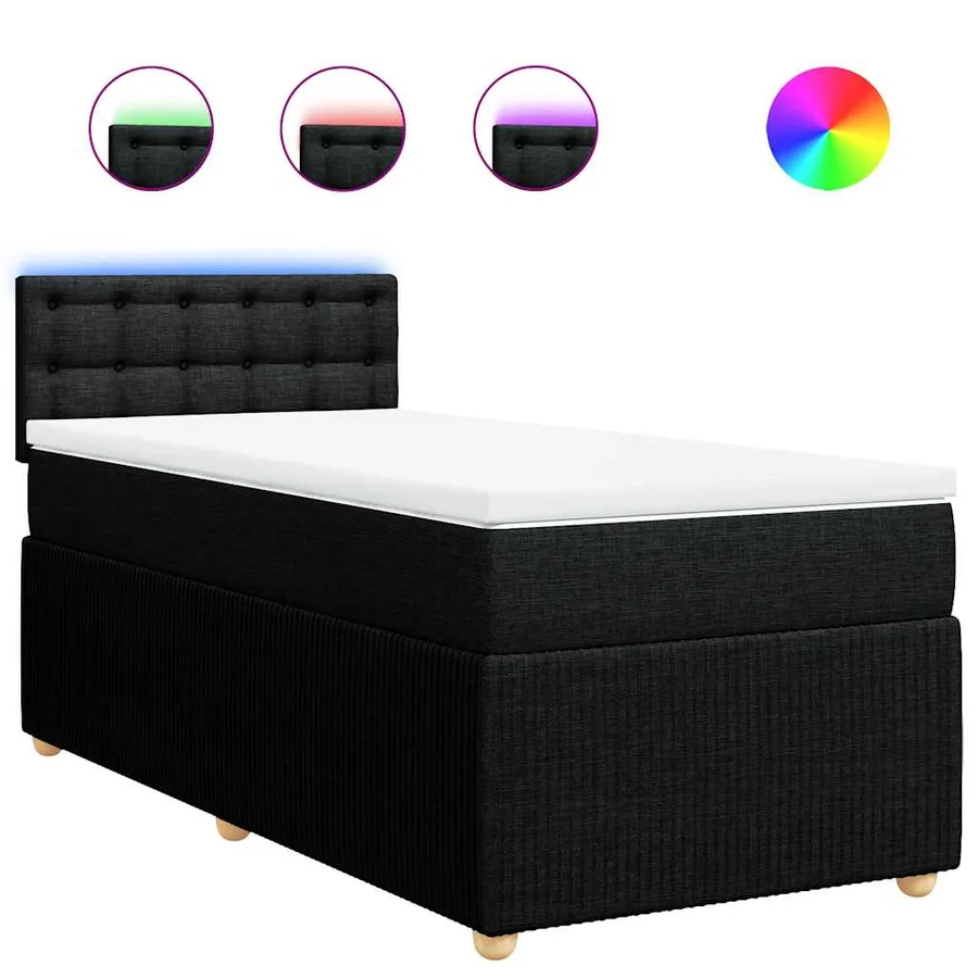 Sommier à lattes de lit avec matelas Noir 100x200 cm Tissu - 2