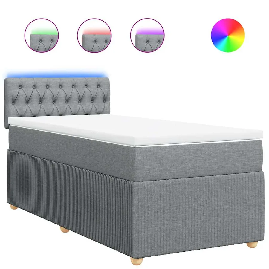 Sommier à lattes de lit avec matelas Gris clair 100x200cm Tissu - 2