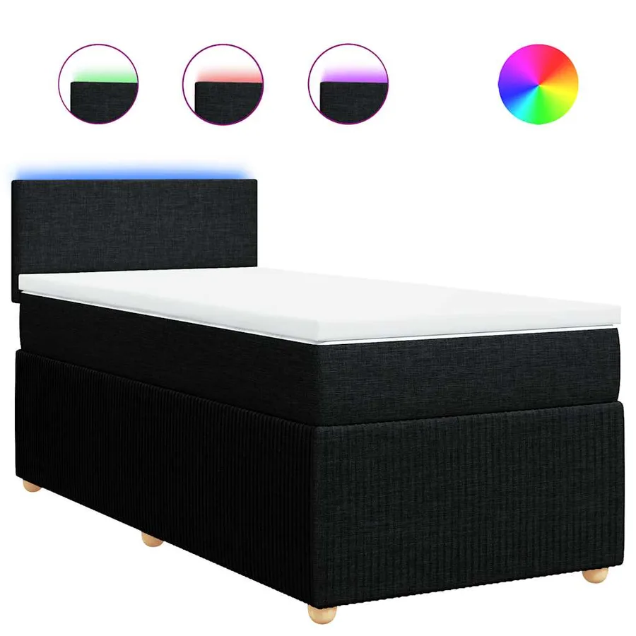 Sommier à lattes de lit avec matelas Noir 100x200 cm Tissu - 2