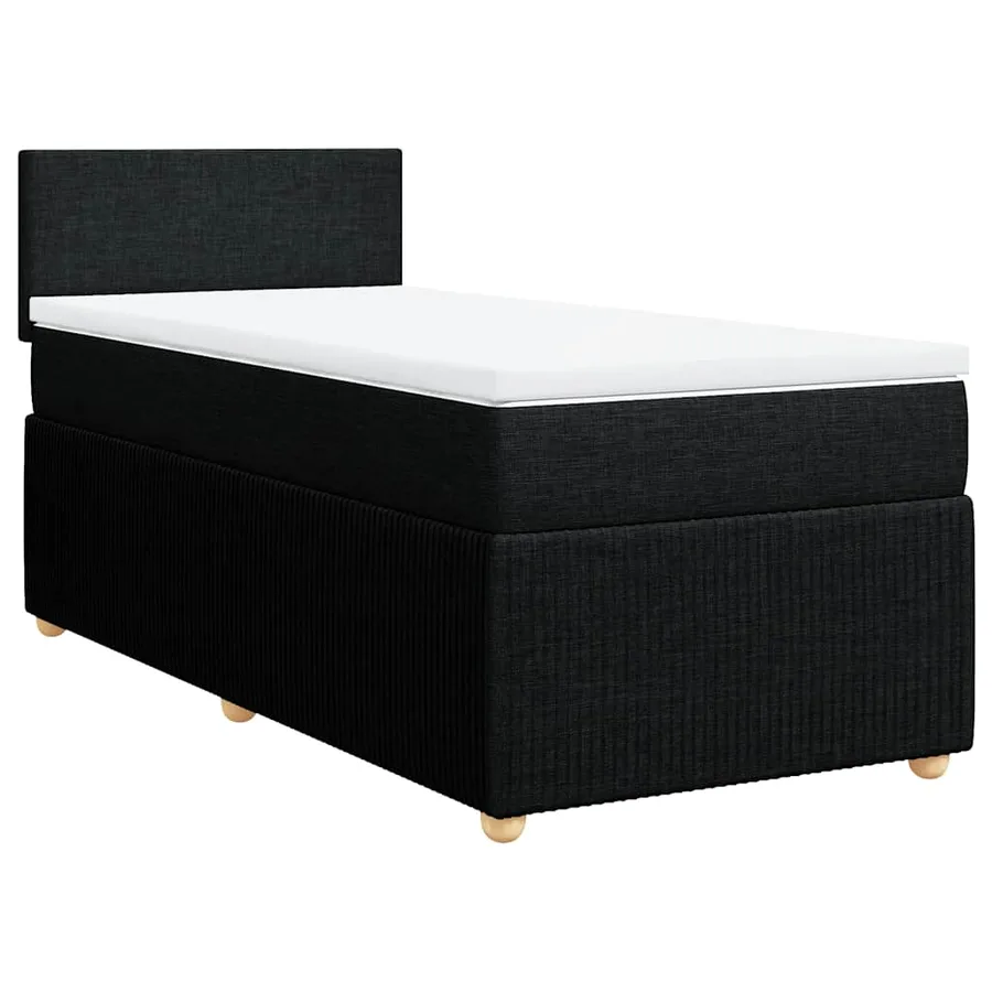 Sommier à lattes de lit avec matelas Noir 100x200 cm Tissu - 3