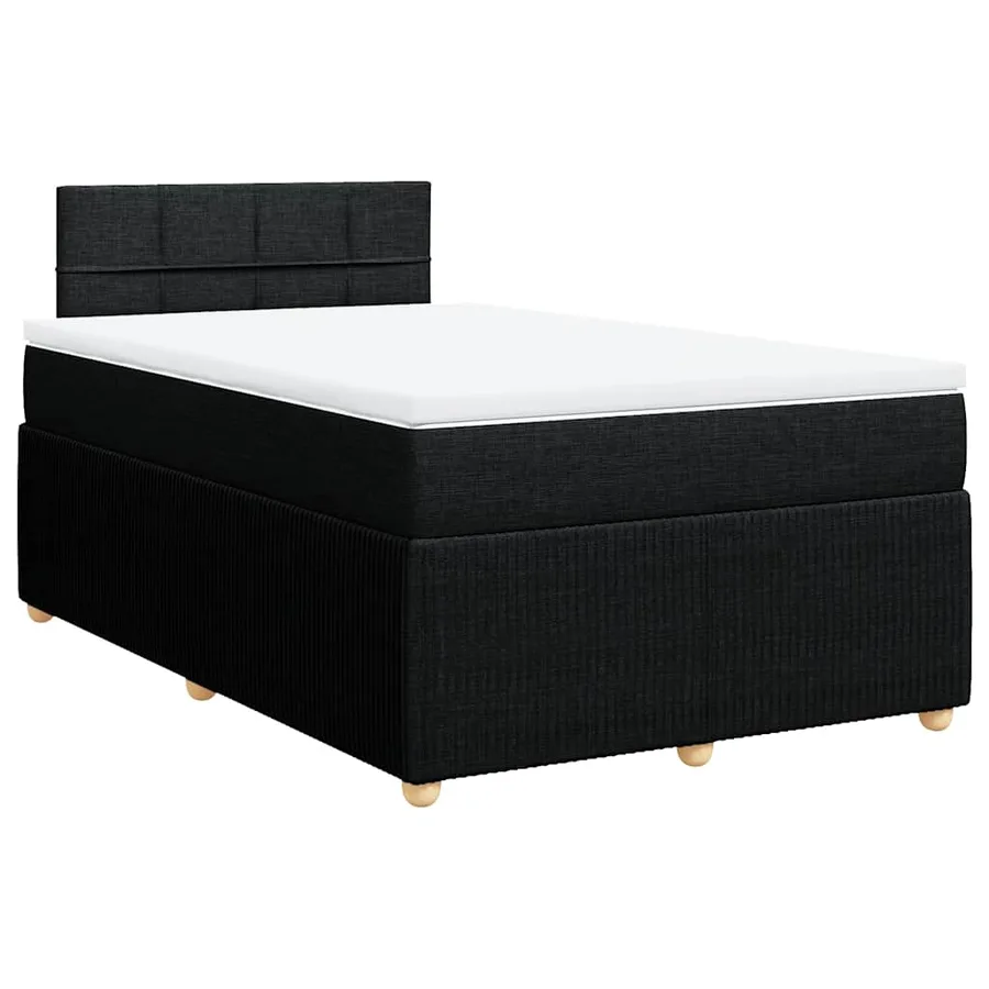 Sommier à lattes de lit avec matelas noir 120x190 cm tissu - 2