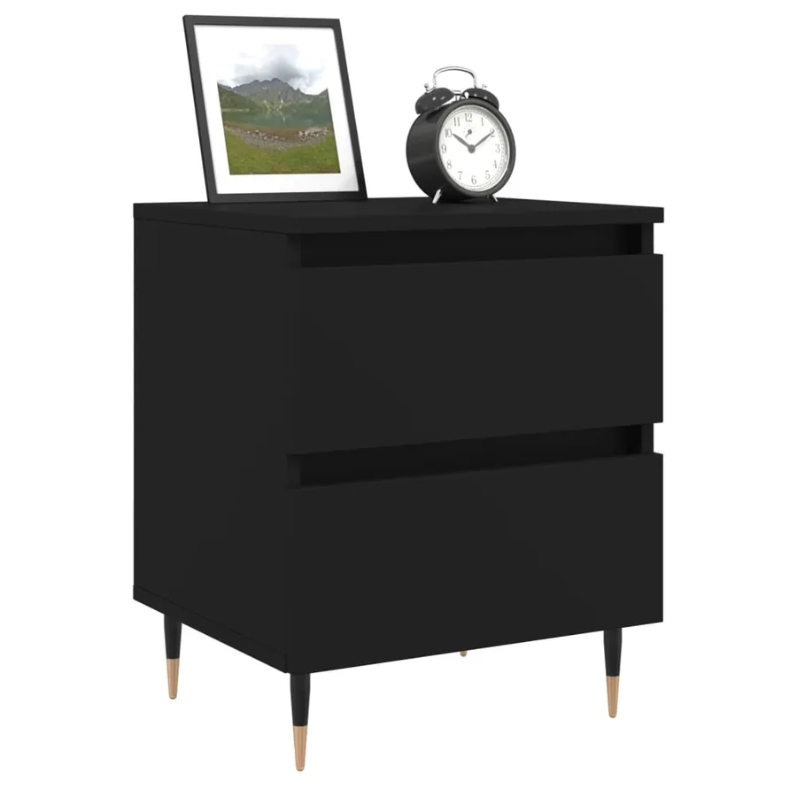 Table de chevet Noir 40x35x50 cm Bois d’ingénierie - 3