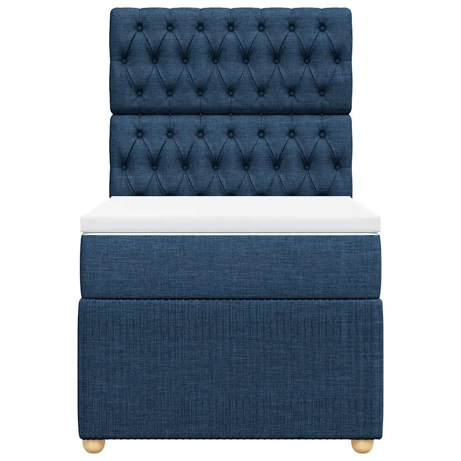 Sommier à lattes de lit avec matelas Bleu 100x200 cm Tissu - 4