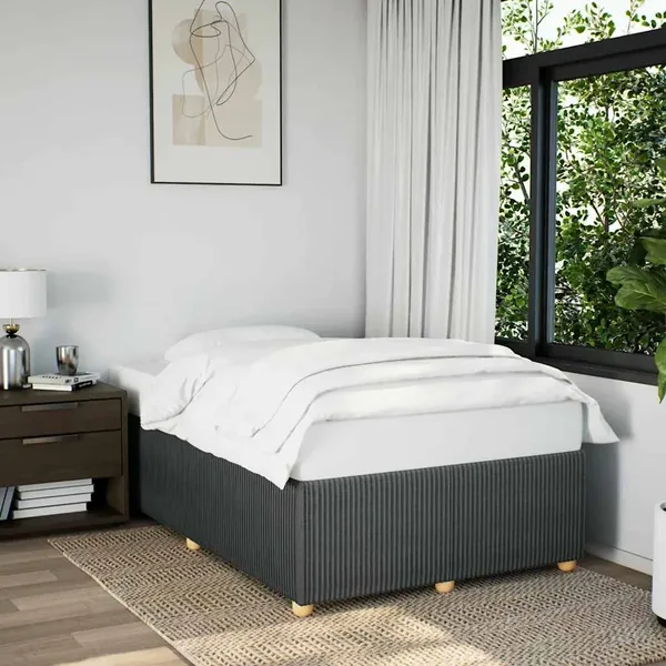 Cadre de lit sans matelas gris foncé 120x200 cm tissu