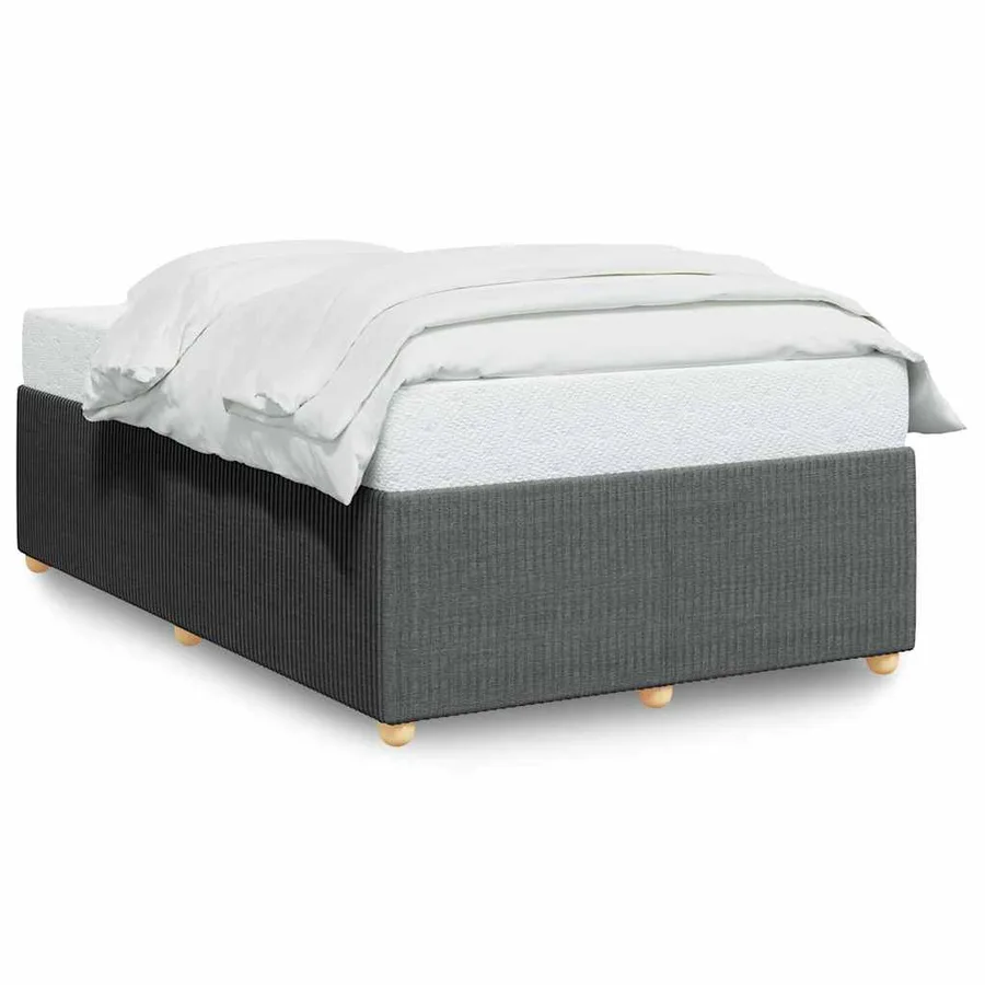 Cadre de lit sans matelas gris foncé 120x200 cm tissu - 2