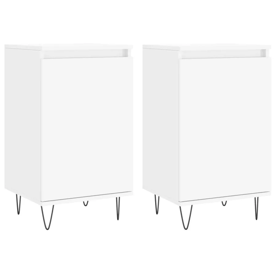 Buffets 2 pcs blanc 40x35x70 cm bois d’ingénierie - 2