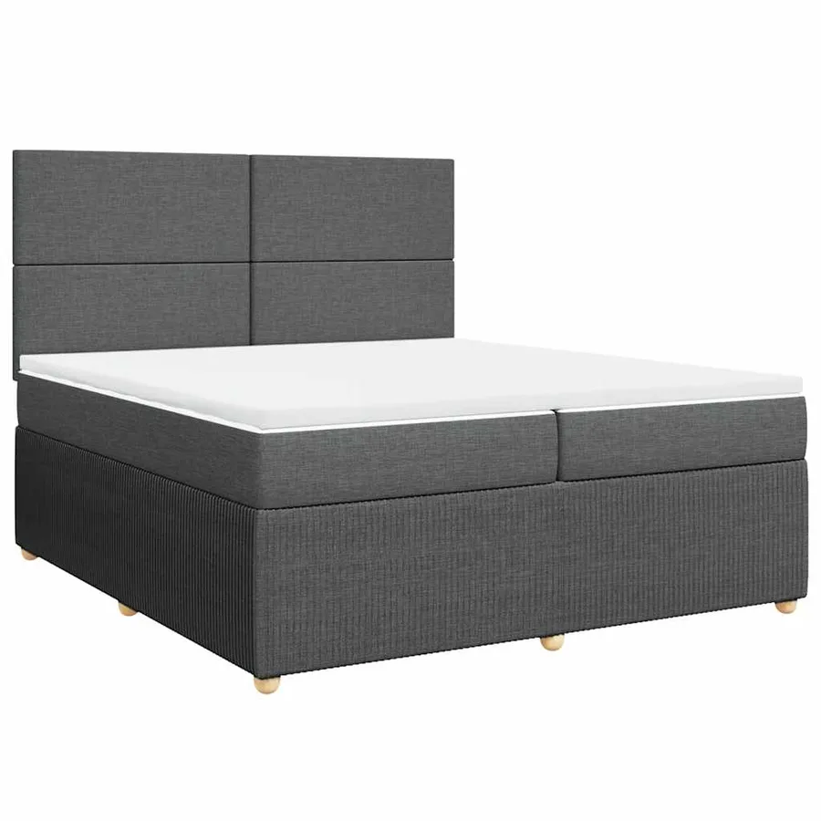 Sommier à lattes de lit avec matelas Gris foncé 200x200cm Tissu - 2