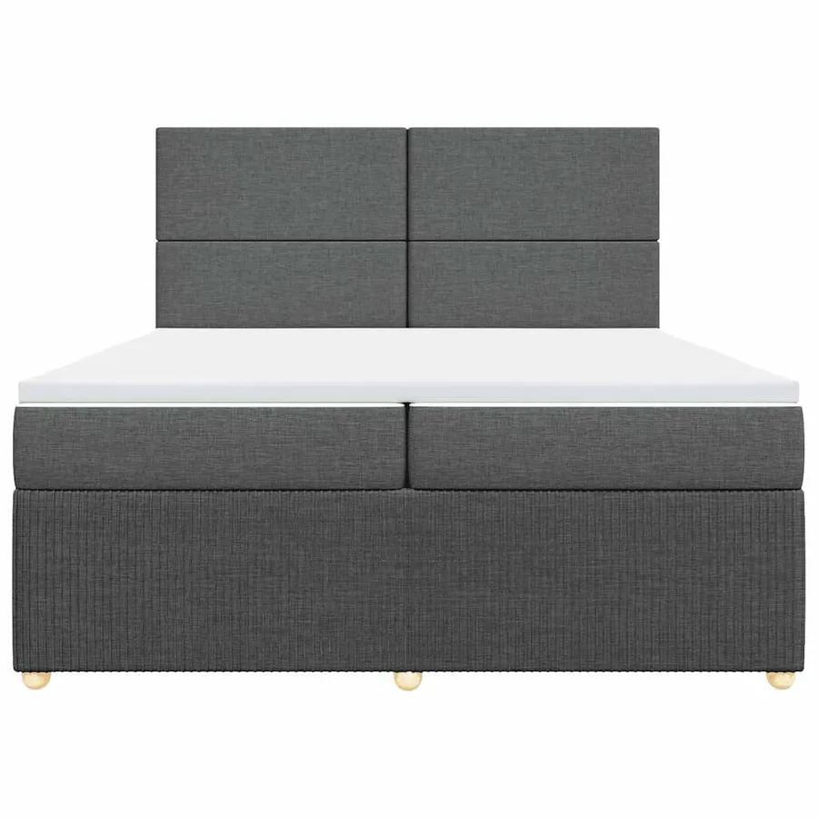 Sommier à lattes de lit avec matelas Gris foncé 200x200cm Tissu - 4