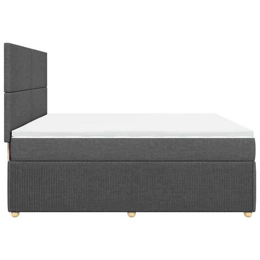 Sommier à lattes de lit avec matelas Gris foncé 200x200cm Tissu - 5