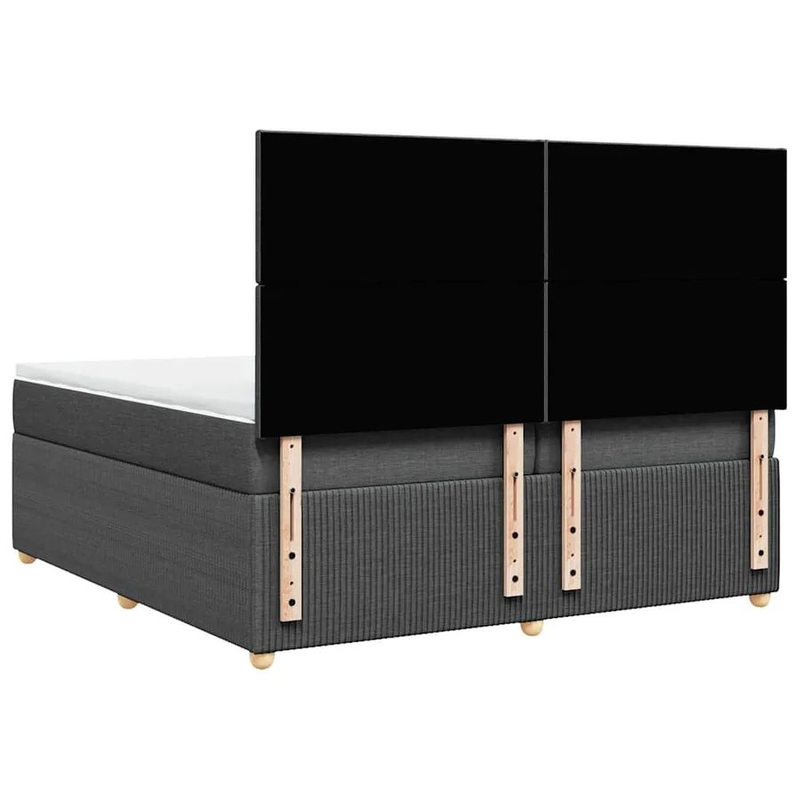Sommier à lattes de lit avec matelas Gris foncé 200x200cm Tissu - 6