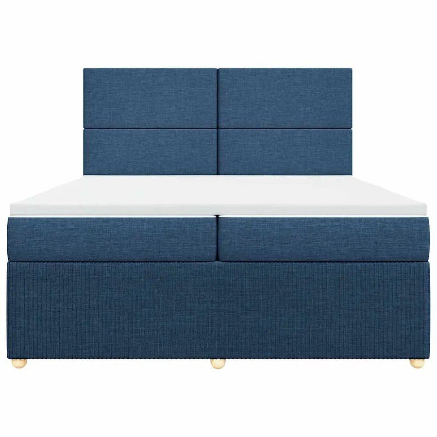 Sommier à lattes de lit avec matelas Bleu 200x200 cm Tissu - 4