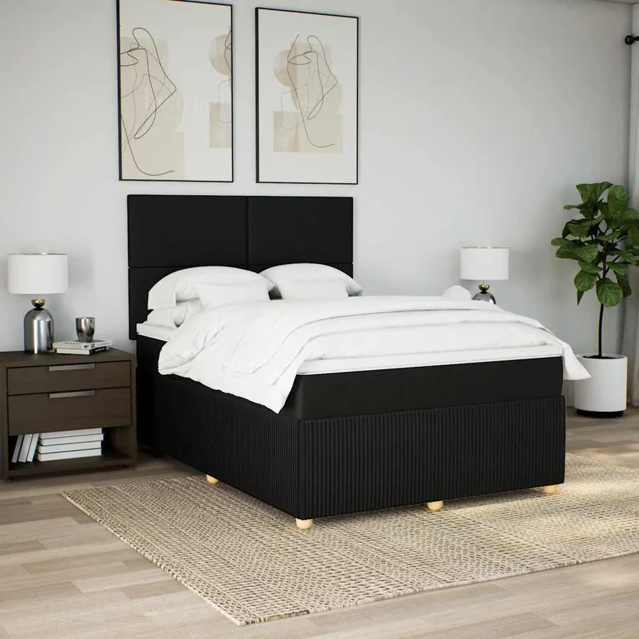 Sommier à lattes de lit avec matelas Gris foncé 160x200cm Tissu - 3