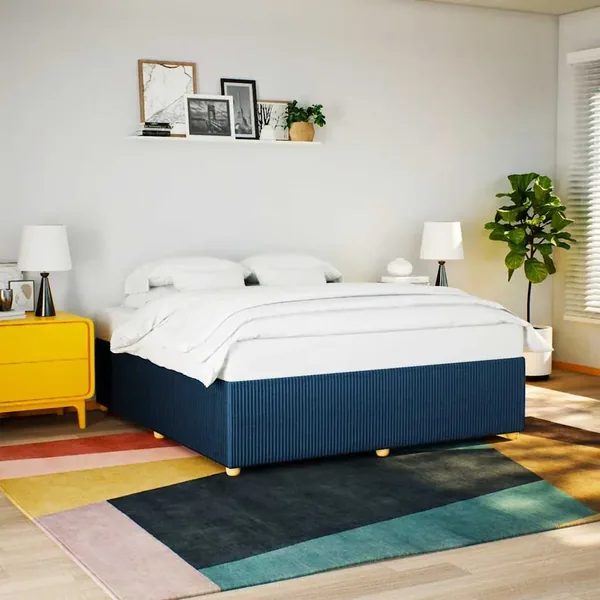 Cadre de lit sans matelas bleu 200x200 cm tissu