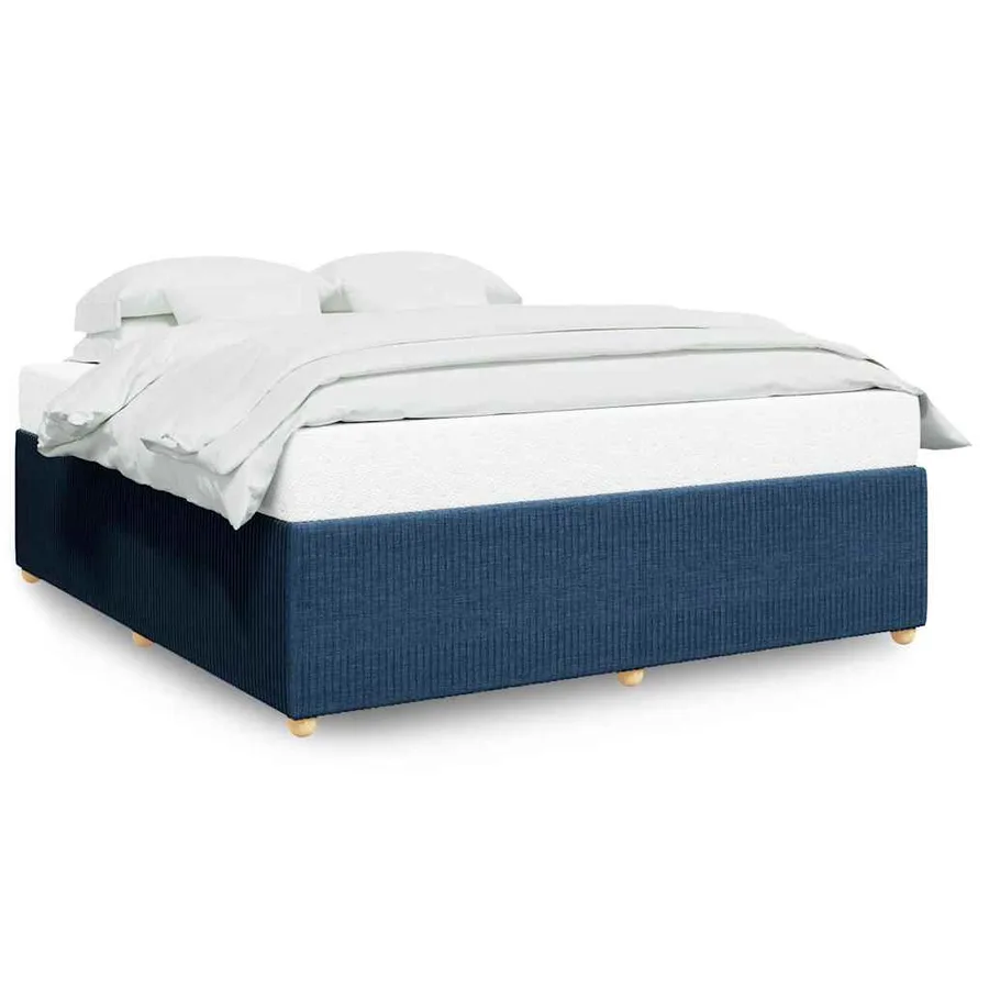 Cadre de lit sans matelas bleu 200x200 cm tissu - 2