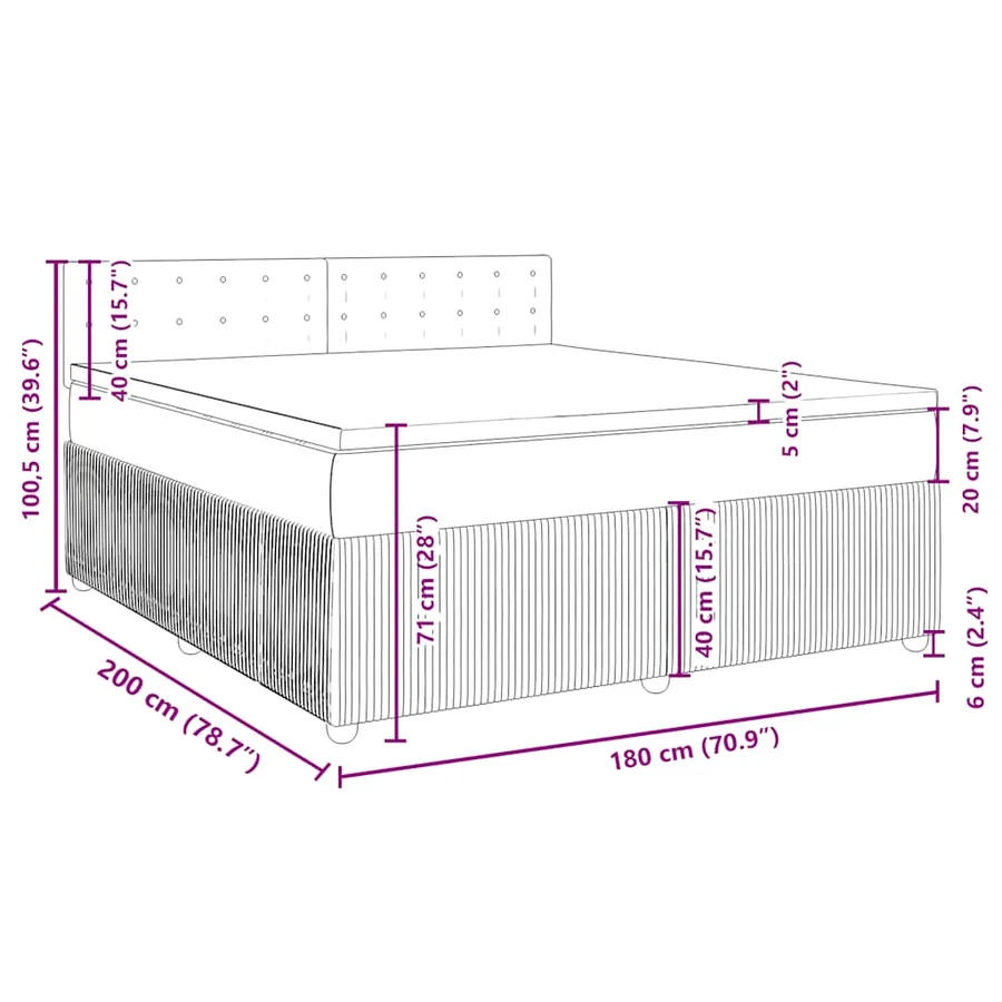 Sommier à lattes de lit avec matelas Gris clair 180x200cm Tissu - 13