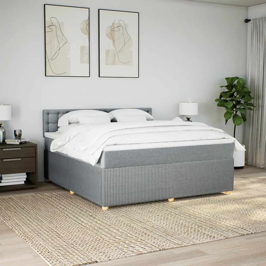 Sommier à lattes de lit avec matelas Gris clair 180x200cm Tissu - 3