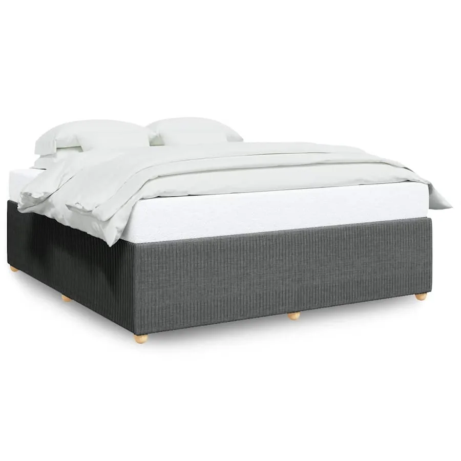 Cadre de lit sans matelas gris foncé 180x200 cm tissu - 2