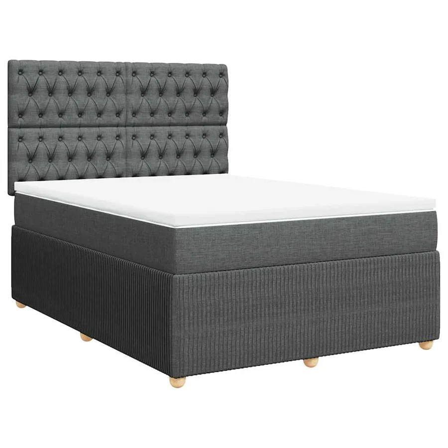 Sommier à lattes de lit avec matelas Gris foncé 140x190cm Tissu - 2