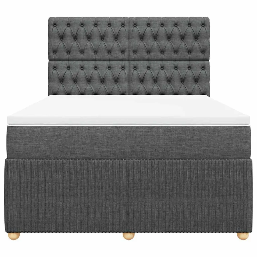 Sommier à lattes de lit avec matelas Gris foncé 140x190cm Tissu - 4