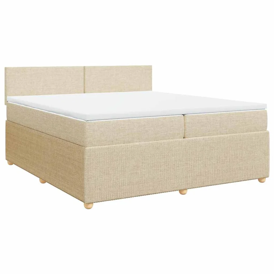 Sommier à lattes de lit avec matelas Crème 200x200 cm Tissu - 2