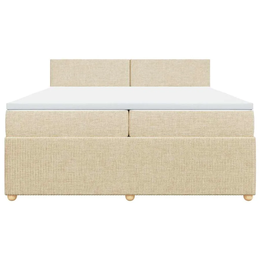Sommier à lattes de lit avec matelas Crème 200x200 cm Tissu - 4
